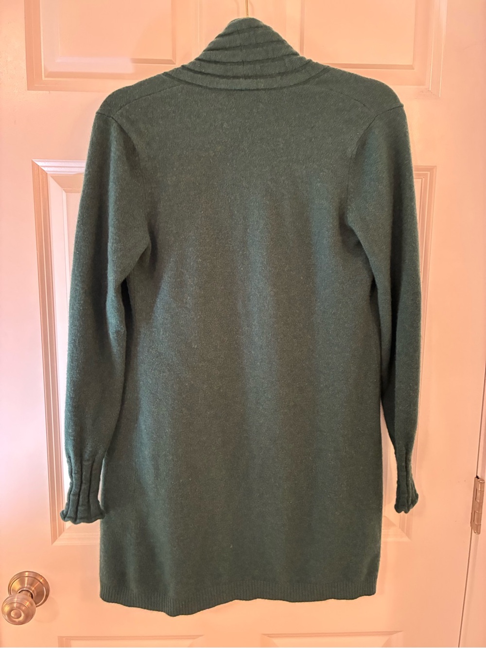 KINROSS Size Small Green Olive Cashmere Shawl Collar Open Front Cardigan - Picture 5 of 6